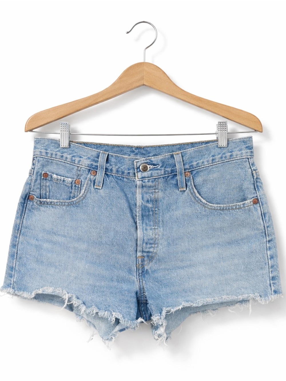 LEVI’S 501 Denim Cutoff Shorts High Rise Frayed Vintage Wash W29